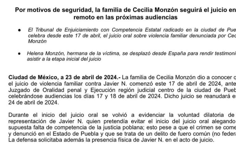 Helena Monzón seguirá juicio del feminicidio de su hermana vía remota