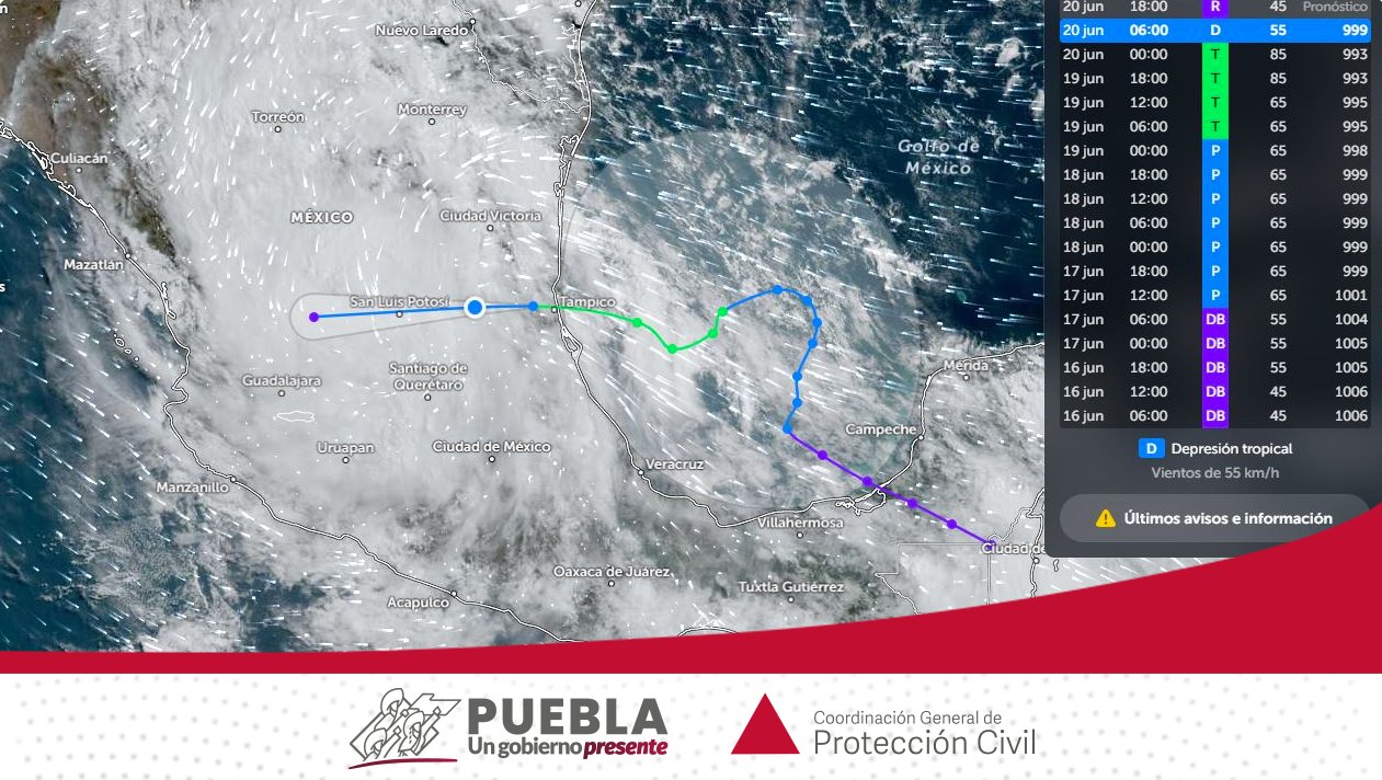 Gobernador descarta daños tras paso de tormenta tropical Alberto en Puebla