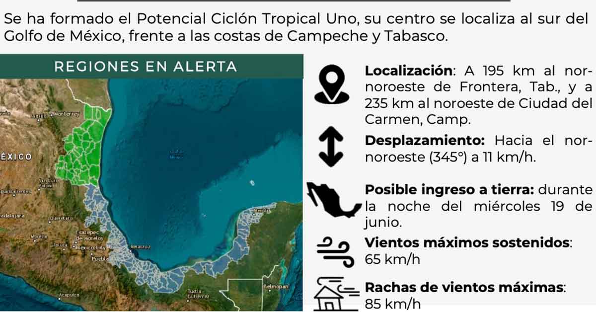 Pronostican lluvias por ciclón tropical «UNO»