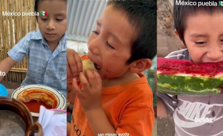 Conquista TikTok «Betito», niño izucarense por su amor a la comida tradicional