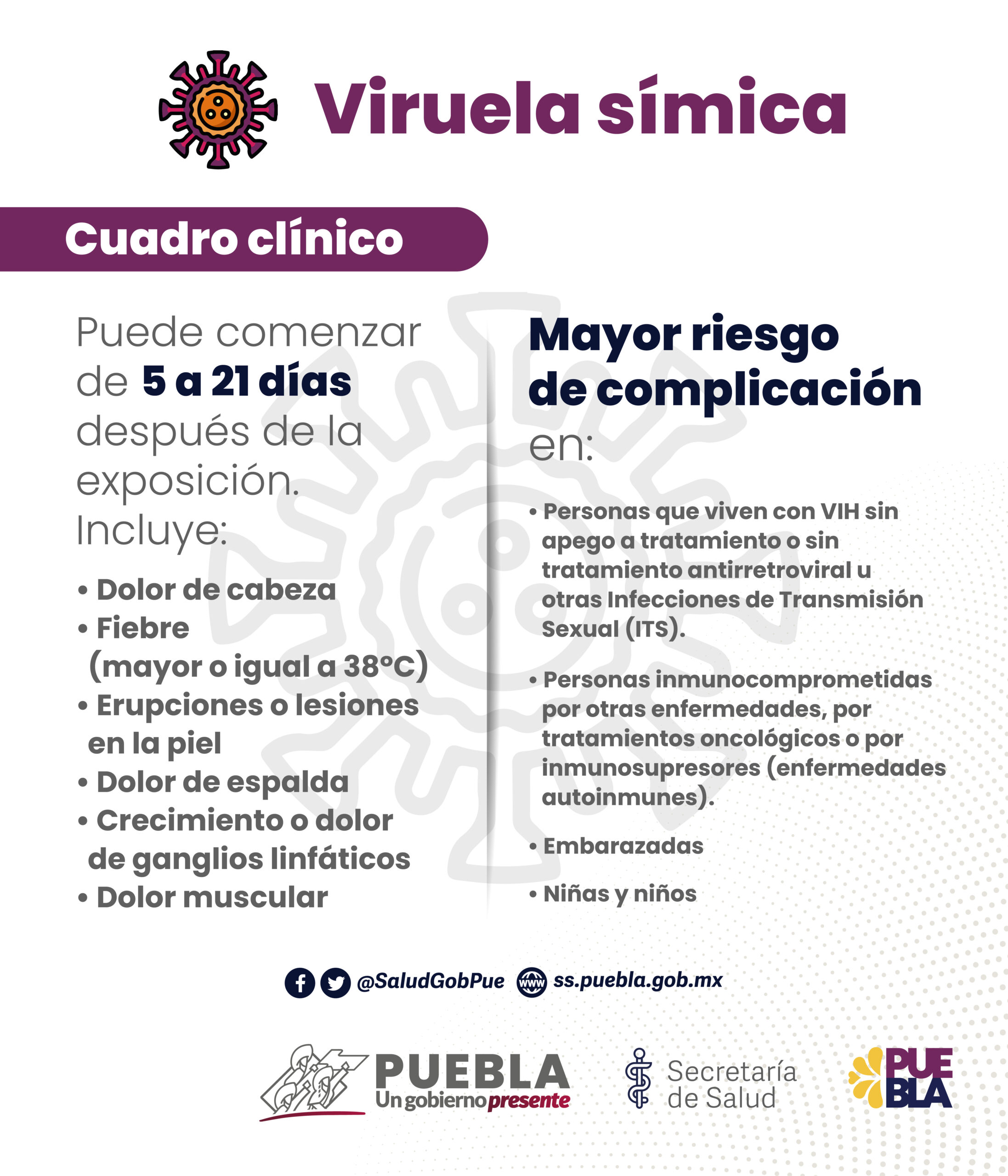 Rechaza Salud casos de viruela símica en Puebla