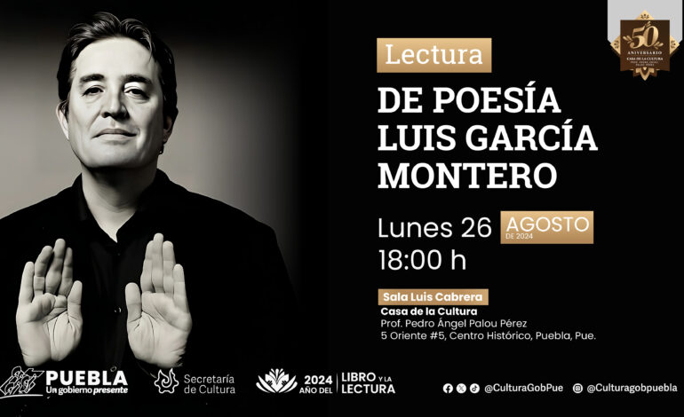 Realizará Cultura lectura de poesía con el escritor Luis García Montero