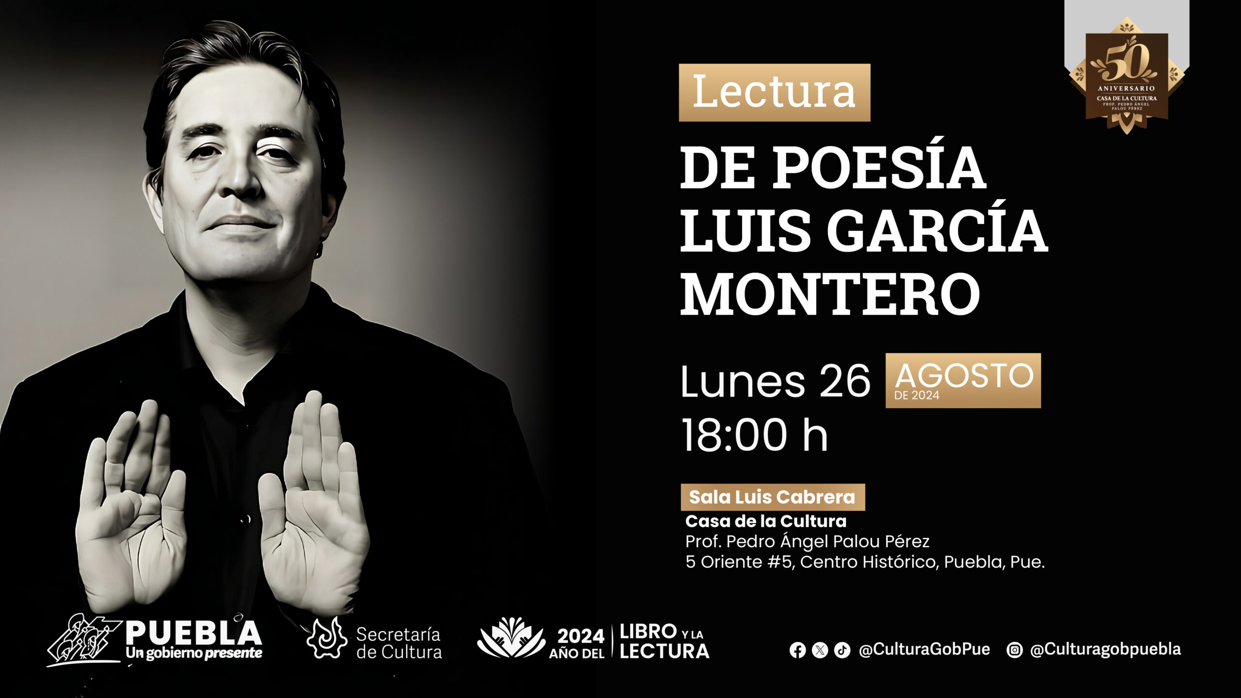 Realizará Cultura lectura de poesía con el escritor Luis García Montero