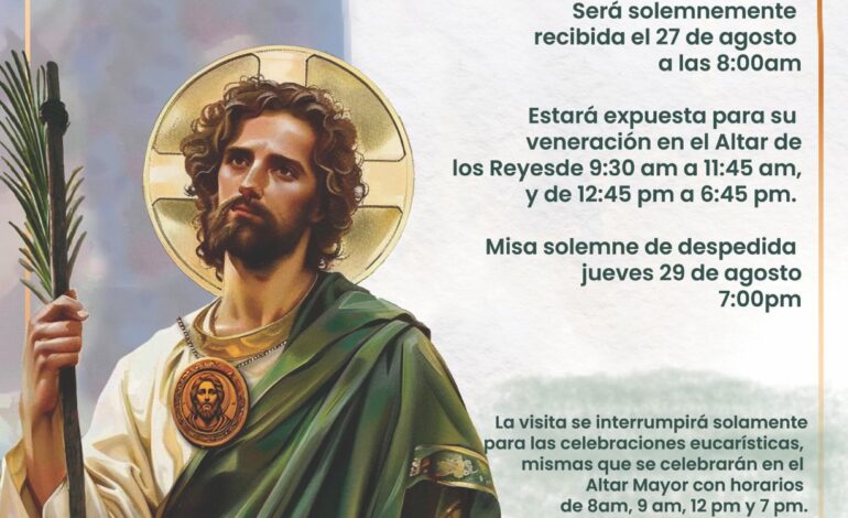 Exhibirán reliquias de San Judas Tadeo