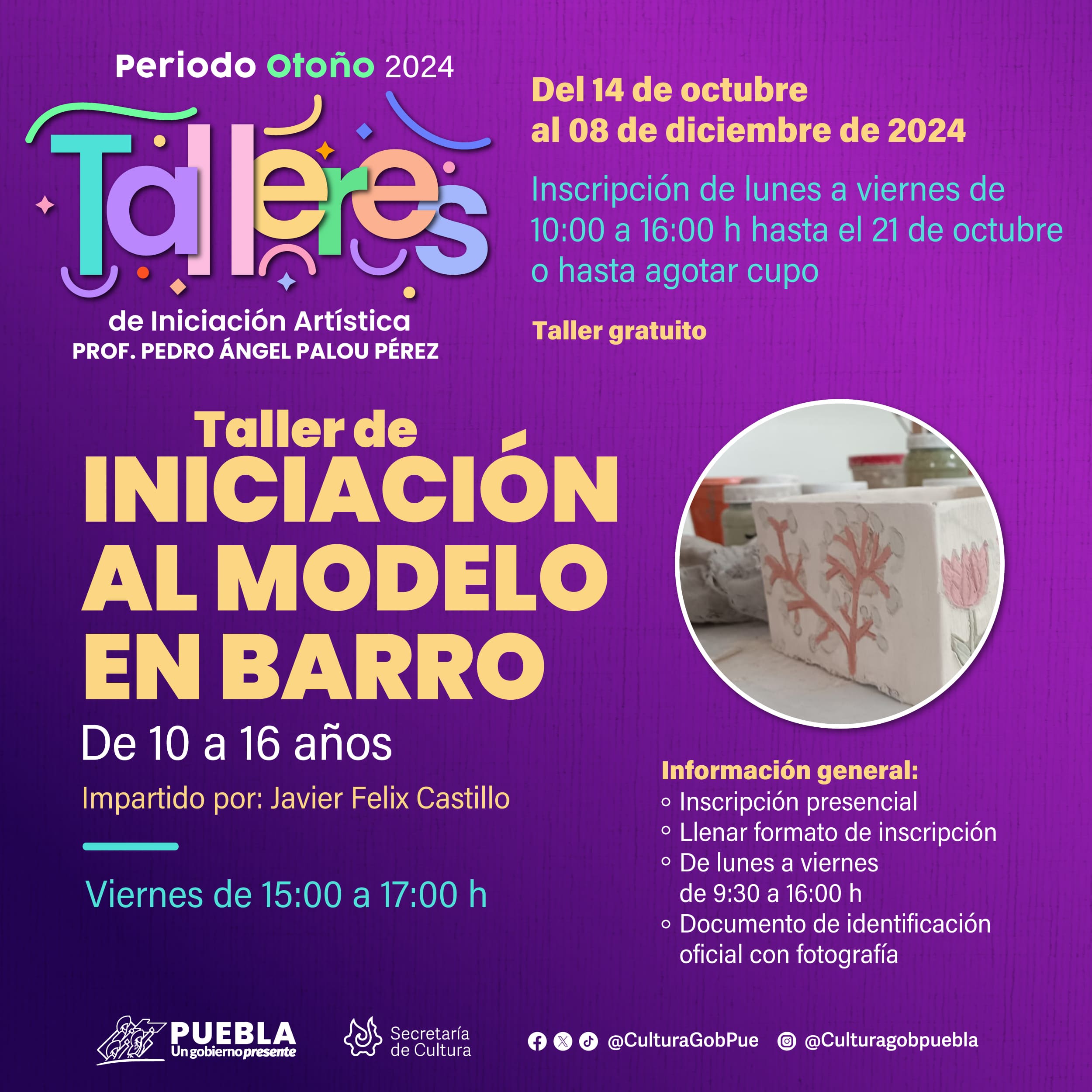 Emiten oferta en Puebla de talleres artísticos para octubre-diciembre