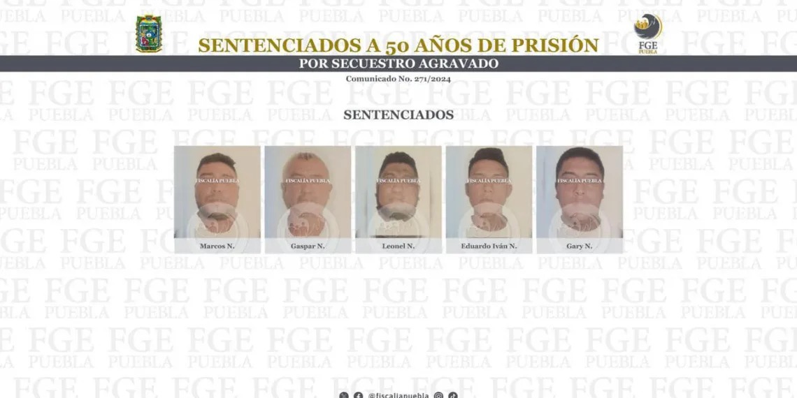 Cinco personas son sentenciadas a 50 años de prisión por secuestro