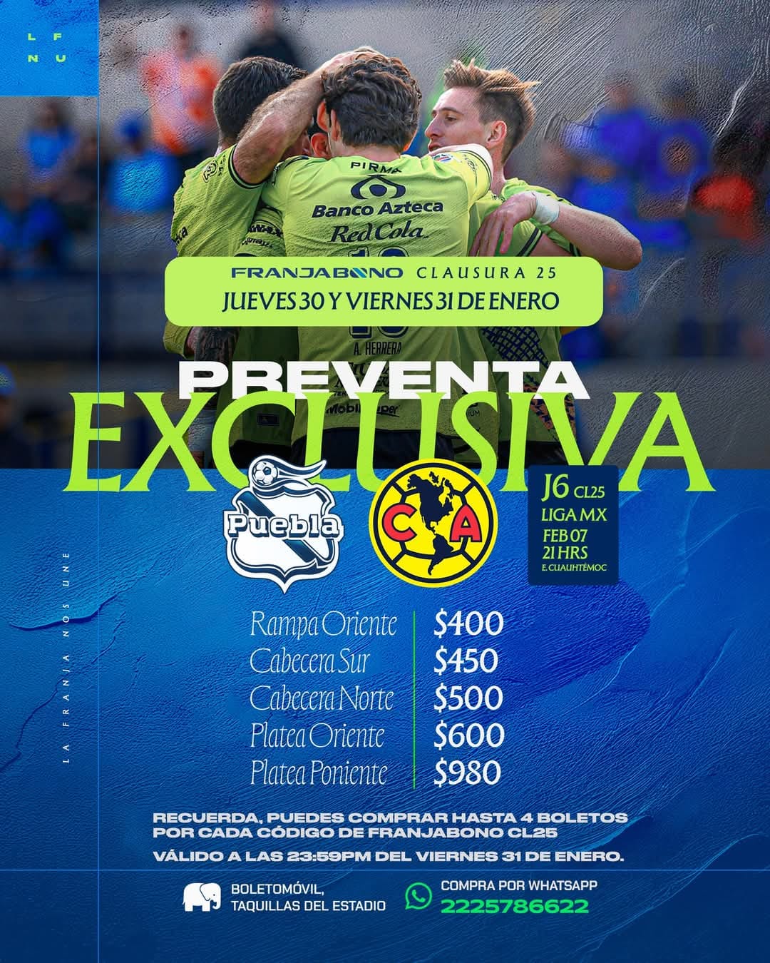 Hasta 980 pesos, el costo de un boleto en preventa para Puebla vs América