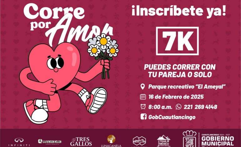 Gobierno de Cuautlancingo invita a la ciudadanía al evento deportivo “Corriendo por amor”