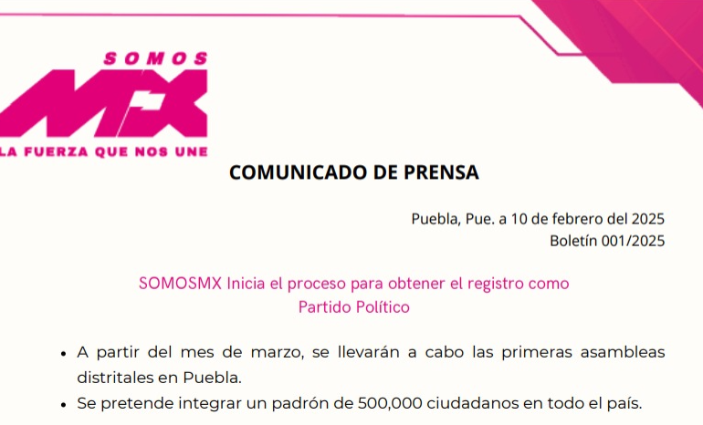 SOMOS MX inicia el proceso para obtener el registro como partido político